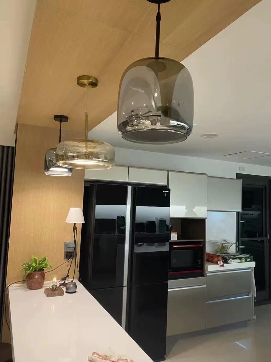 Customer photo review of WOMO Drum Blown Glass Pendant Light-WM2145