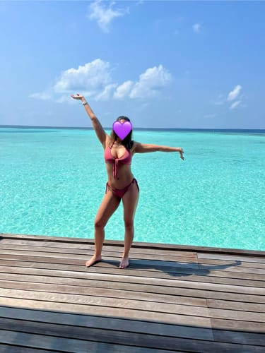 Customer photo review of Cascade String Tie Side Cheeky Bikini Bottoms // Rose Dark Pink