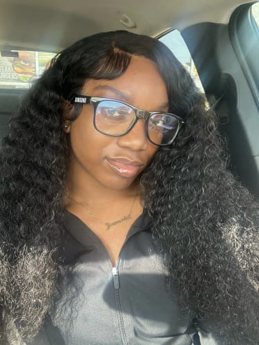 Customer photo review of Deep Wave Wig Real Human Hair 13x4 Transparent Lace Front Wig Pre Plucked Natural Color