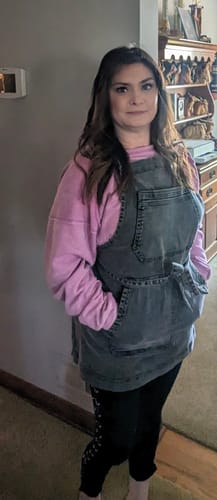 Customer photo review of Over Shoulder Black Acid Washed Apron