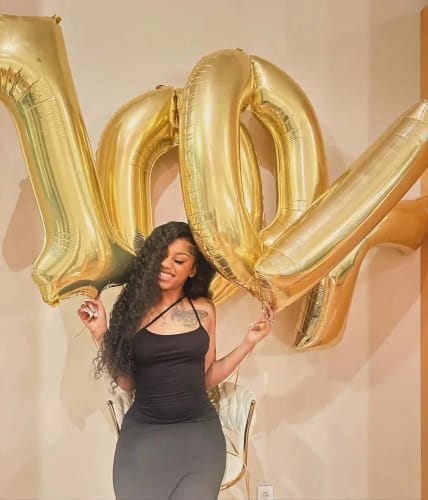 Customer photo review of Deep Wave Wig Real Human Hair 13x4 Transparent Lace Front Wig Pre Plucked Natural Color