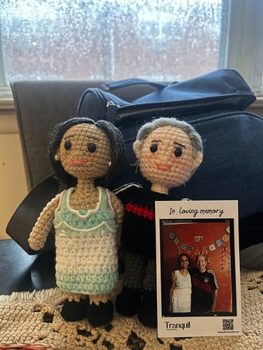 Customer photo review of Tranquil - Personalized Couple Crochet Dolls (In Loving Memory Card)
