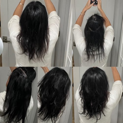 Customer photo review of Full Shine PU Seamless Clip in Extensions 100% Remy Human Hair 8 Pieces Off Black (#1B)