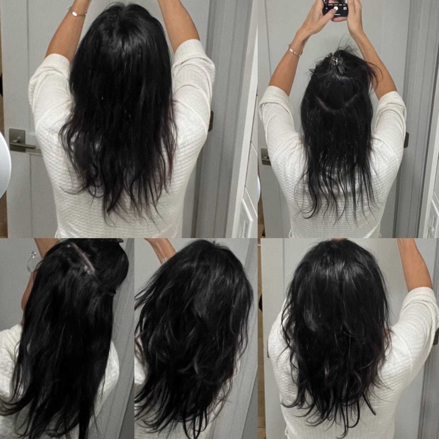Customer photo review of Full Shine PU Seamless Clip in Extensions 100% Remy Human Hair 8 Pieces Off Black (#1B)