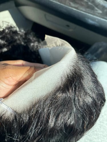 Customer photo review of Deep Wave Wig Real Human Hair 13x4 Transparent Lace Front Wig Pre Plucked Natural Color