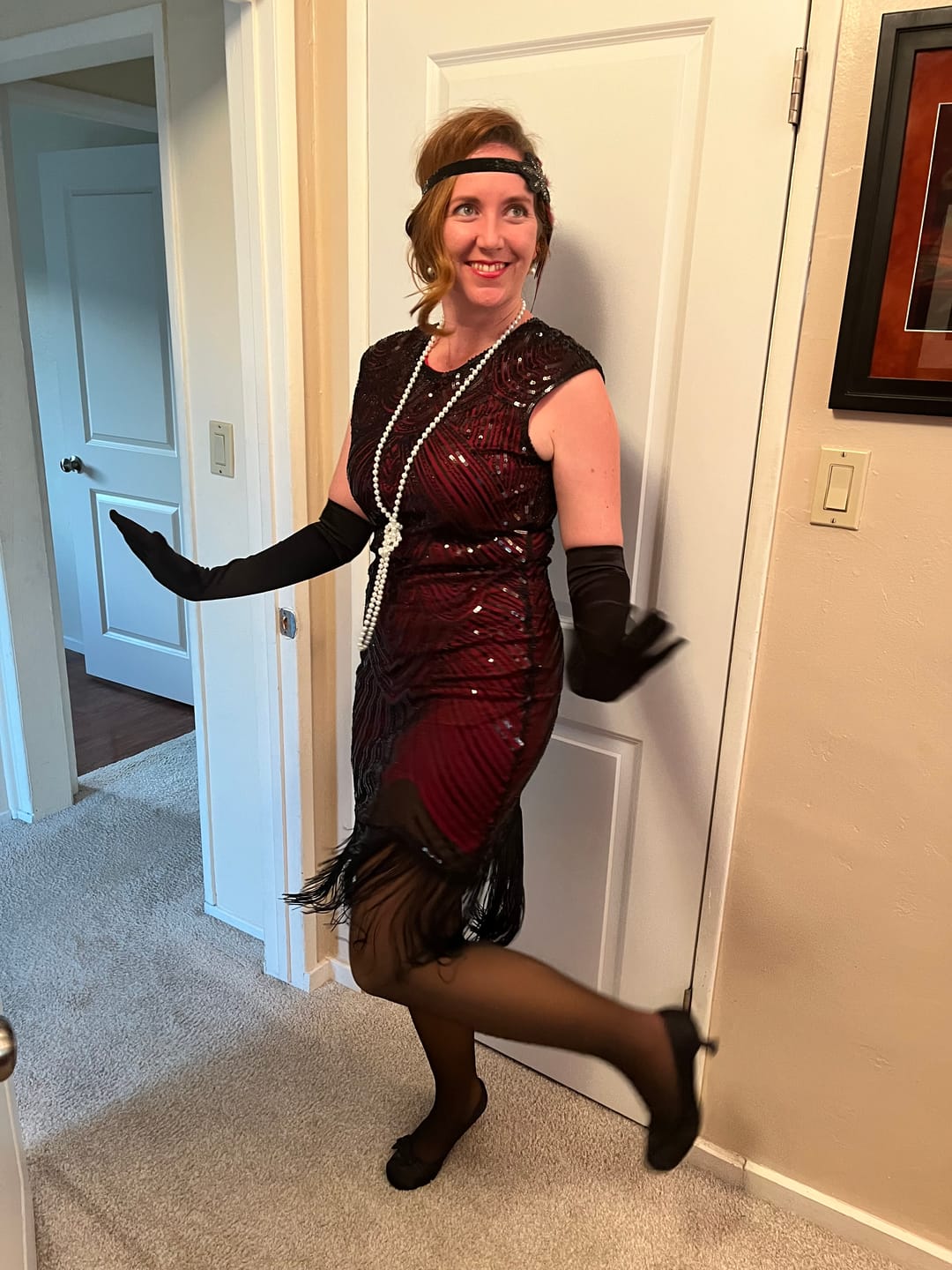 Customer photo review of 1920s Red Mable Flapper Dress