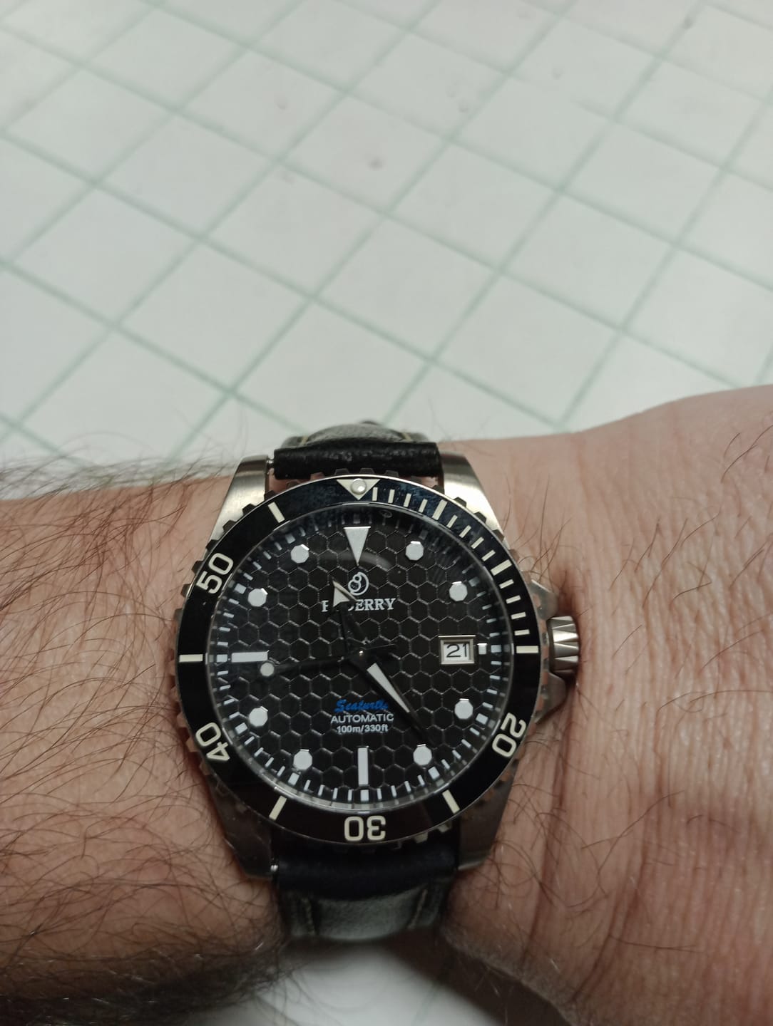Customer photo review of SEATURTLE.OCEAN(TITANIUM) - Automatic Titanium Diver Watch | Black
