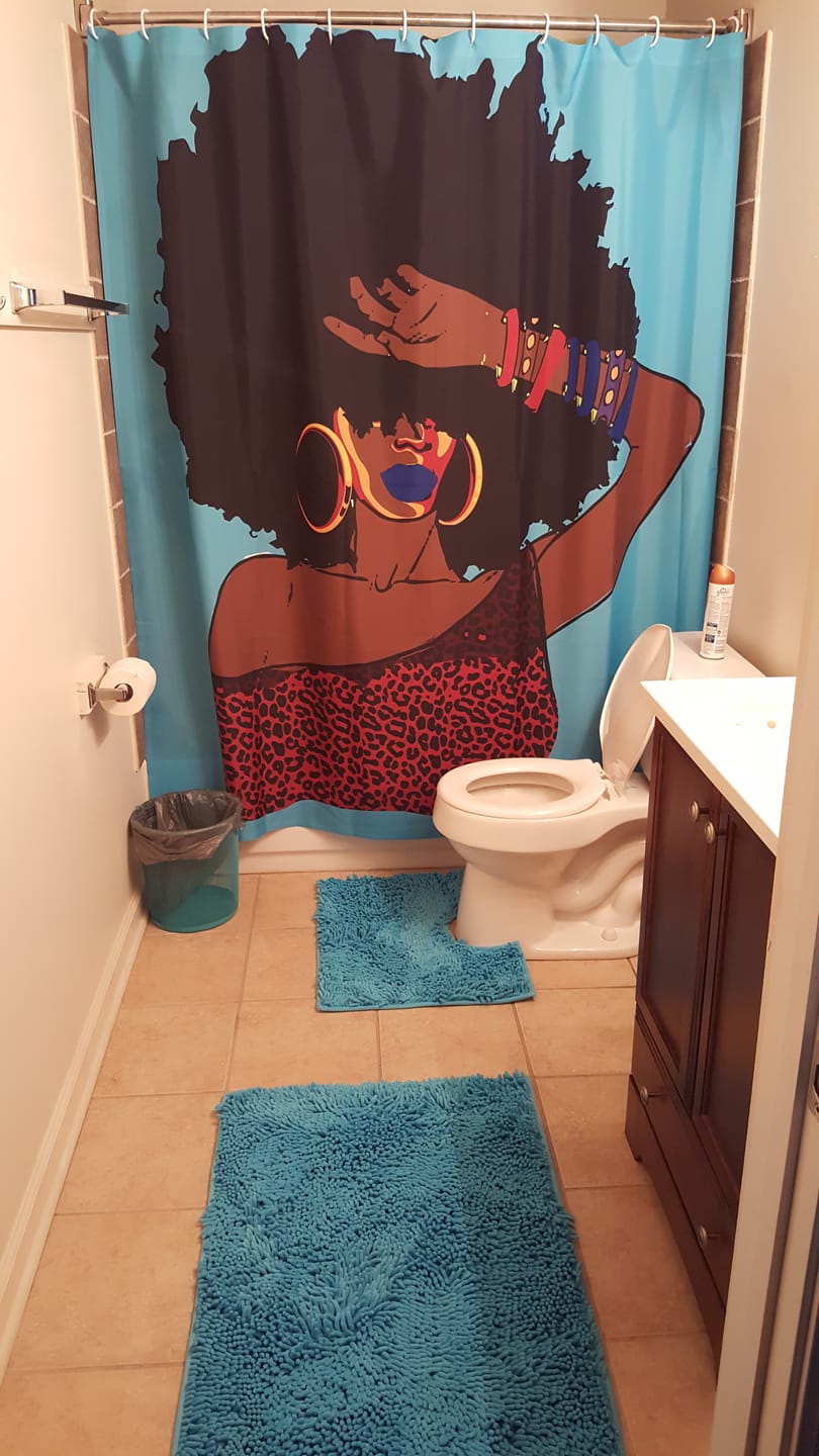 Customer photo review of Shanell Orange Shower Curtain