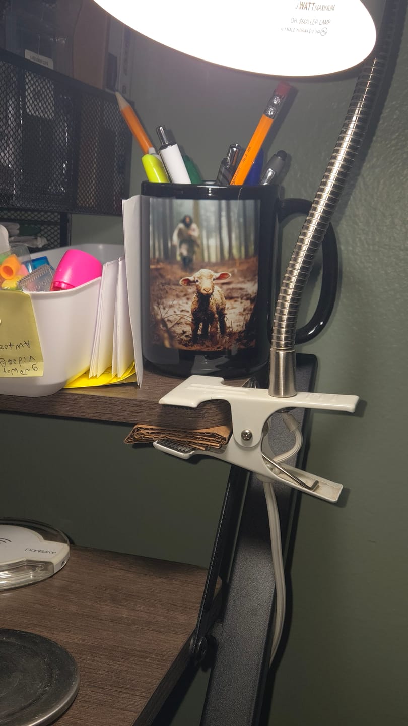 Customer photo review of Jesus With The Sheep, Jesus Running After Lamb Coffee Mug (Without Text)
