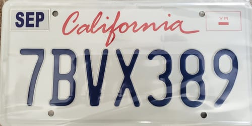 Customer photo review of 1995 CALIFORNIA LICENSE PLATE 6"x12" (156.5mm x 305mm)