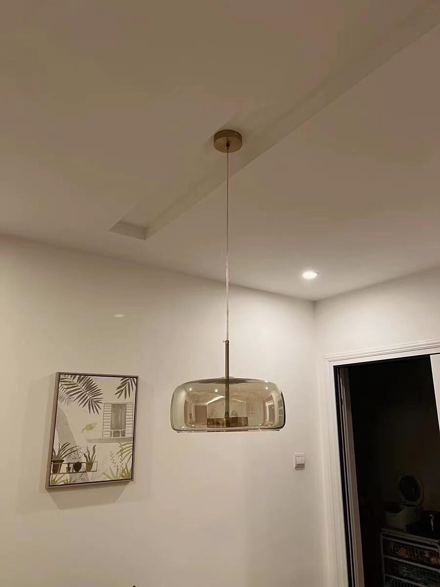 Customer photo review of WOMO Drum Blown Glass Pendant Light-WM2145