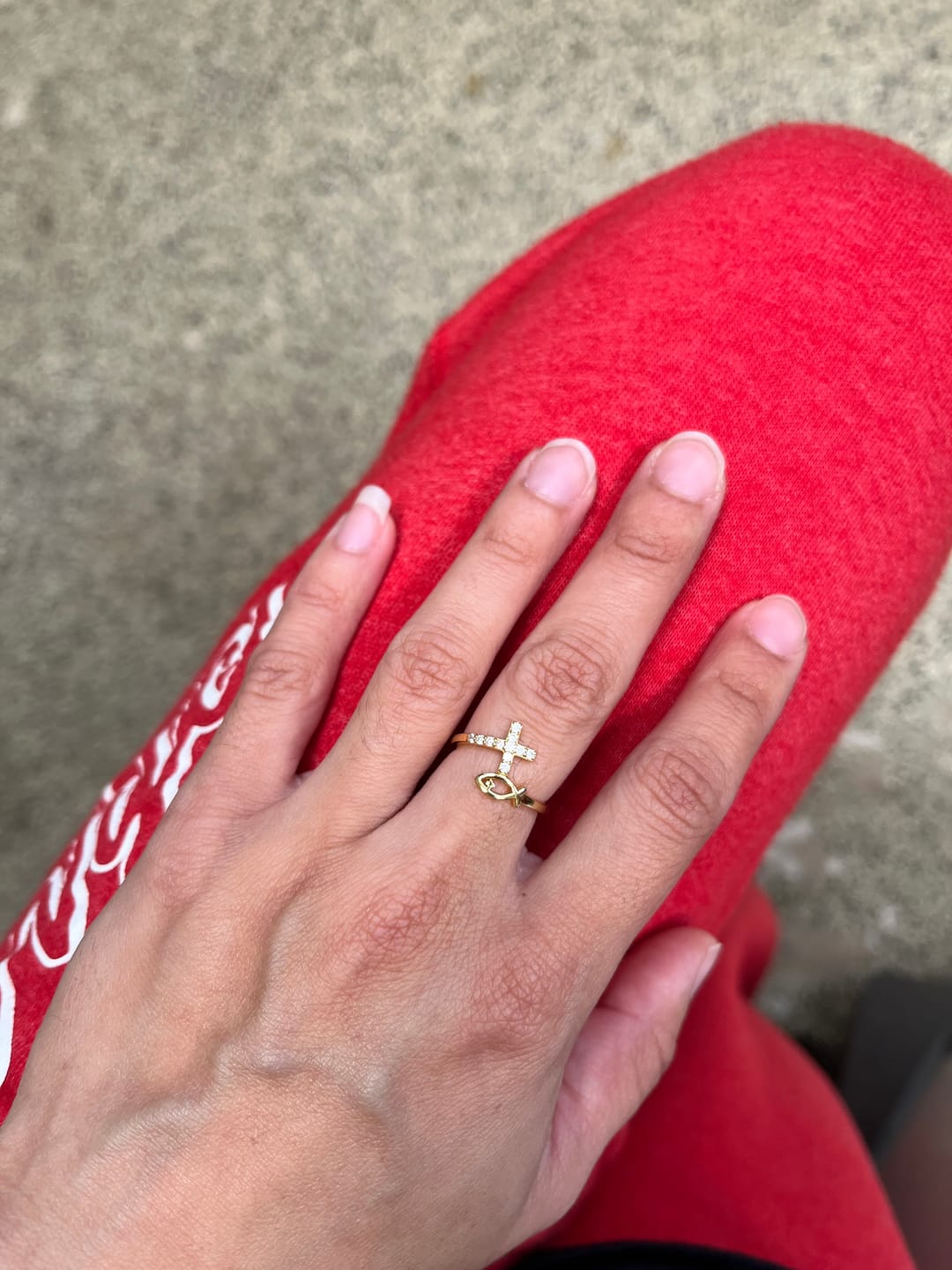 Customer photo review of God Jesus Fish And Cross Ring