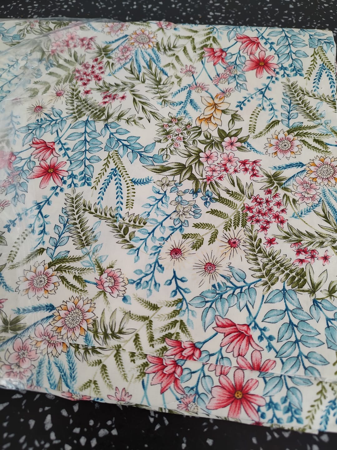 Customer photo review of Colourful Abstract Floral Rose & Hubble Cotton Poplin Fabric