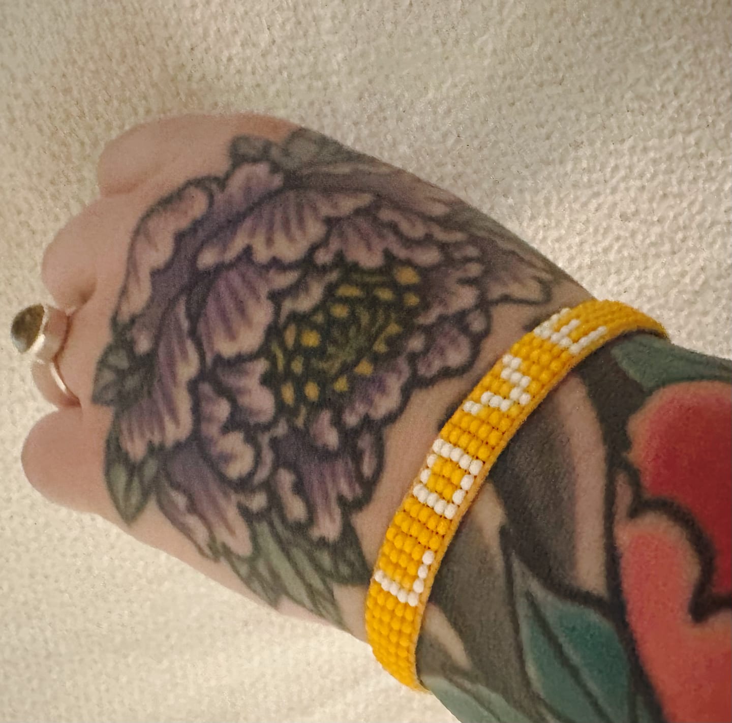 Customer photo review of Woven LOVE Bracelet - Orange/White
