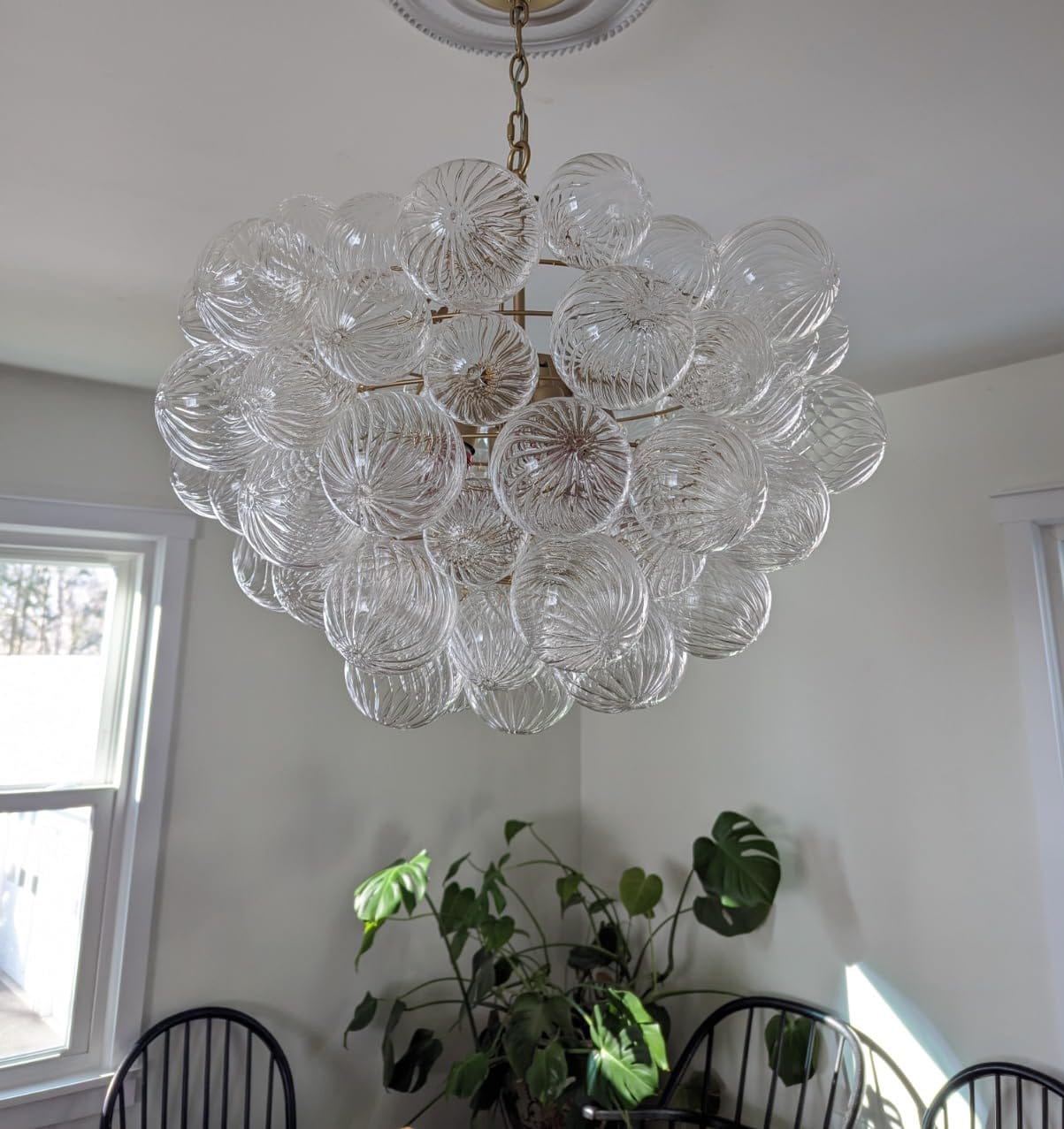 Customer photo review of Contemporary Clear Ribbed Bubble Chandelier