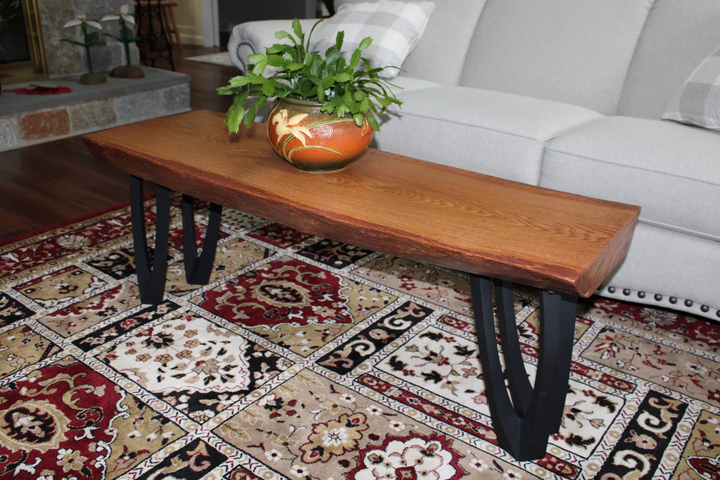 Customer photo review of Bench Legs 123 Udo 16H Handcrafted Metal Furniture