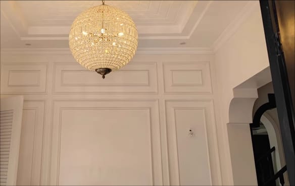 Customer photo review of Mid-century Modern Crystal Orb Chandelier