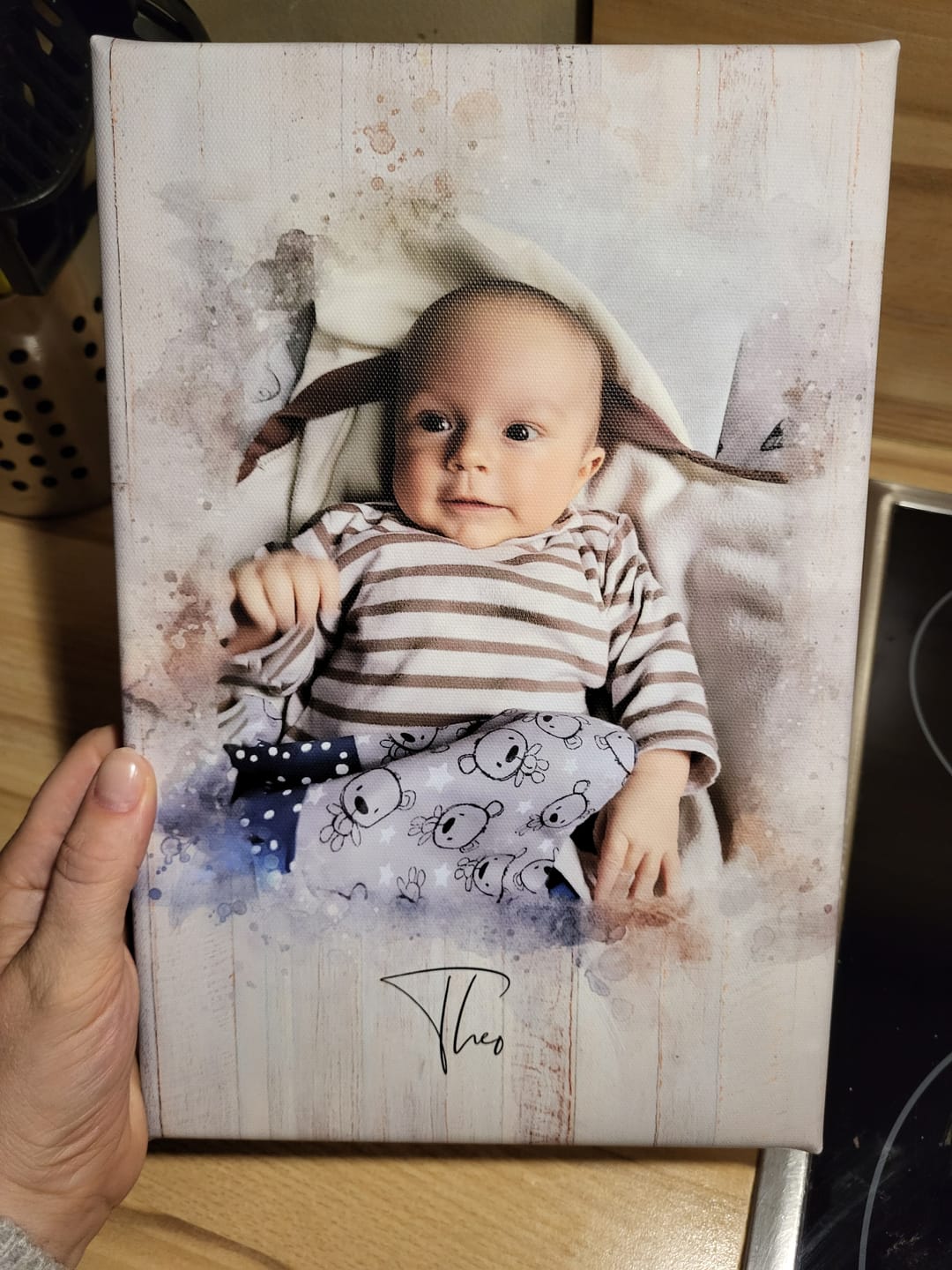 Customer photo review of Baby-Foto als Aquarell | Taufgeschenk zur Geburt