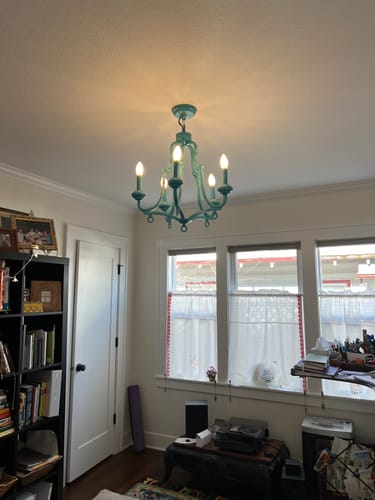 Customer photo review of 5-Light Distressed White Shabby Chic Candle Style Chandelier