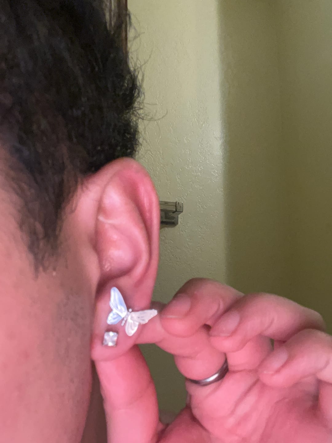 Customer photo review of BUTTERFLY EARRING (STUD)