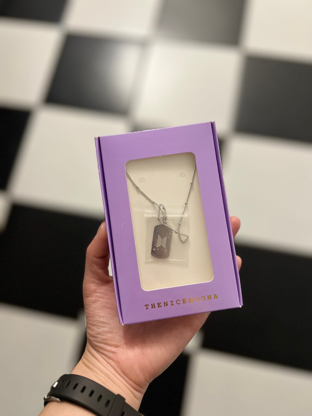 Customer photo review of BTS Army Name Tag Necklace