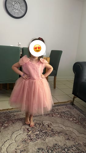 Customer photo review of Baby Girl  Beauty Pageant Bead Mesh Dress Toddler Birthday First Communion Princess Dress