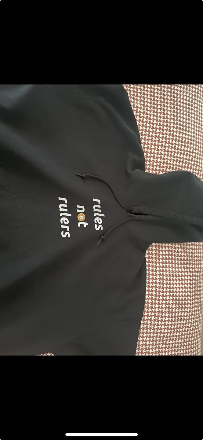 Customer photo review of Rules Not Rulers Unisex Bitcoin Hoodie