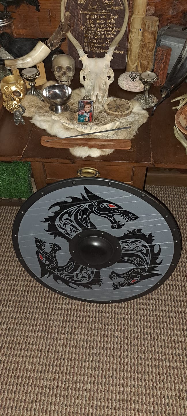 Customer photo review of Fenrir Grey Wolf Authentic Battle worn Viking Shield by Scott Handicrafts
