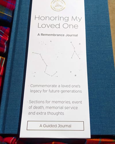 Customer photo review of Honoring My Loved One: A Remembrance Journal (Deep Blue)