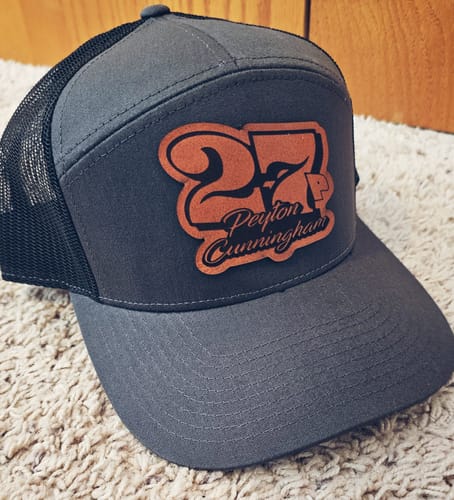 Customer photo review of Flat Bill Seven-Panel Leather Patch Hat - Richardson 168