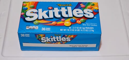 Customer photo review of Skittles Tropical Fruity Candy - 2.17 Oz, 36 Ct