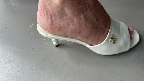 Customer photo review of high heel 70 mule sandals white patent calfskin