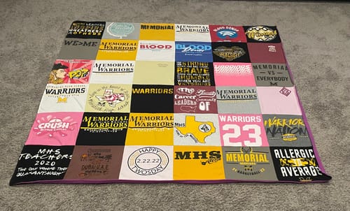 T-shirt quilt featuring warriors by Cieandres from TX