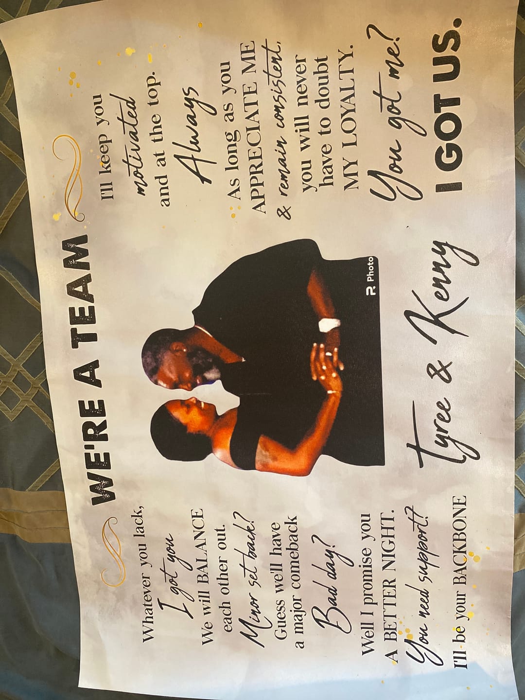 Customer photo review of We're A Team I Got Us Black African Couple - Personalized Wrapped Poster