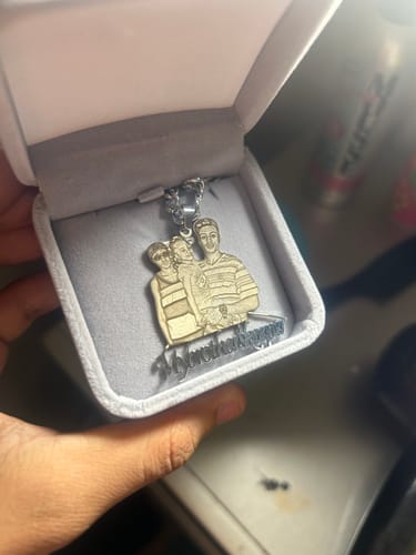 Customer photo review of Lovers Charm™ 18K Custom Engraved Necklace