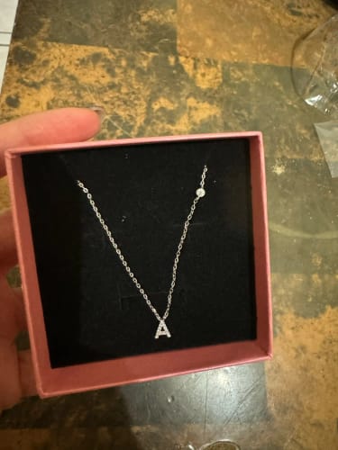 Customer photo review of ANDYWEN 925 Sterling Silver Gold Small 26 Letters A- Z Zircon CZ Pendant Monogram Necklace Me 2020 Initial Alphabet M A Jewelry