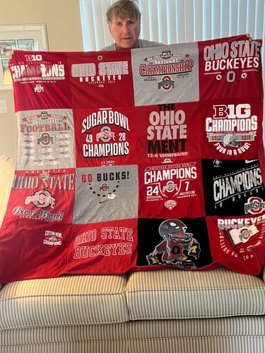 T-shirt quilt featuring ohio state buckeyes by Marcia from FL