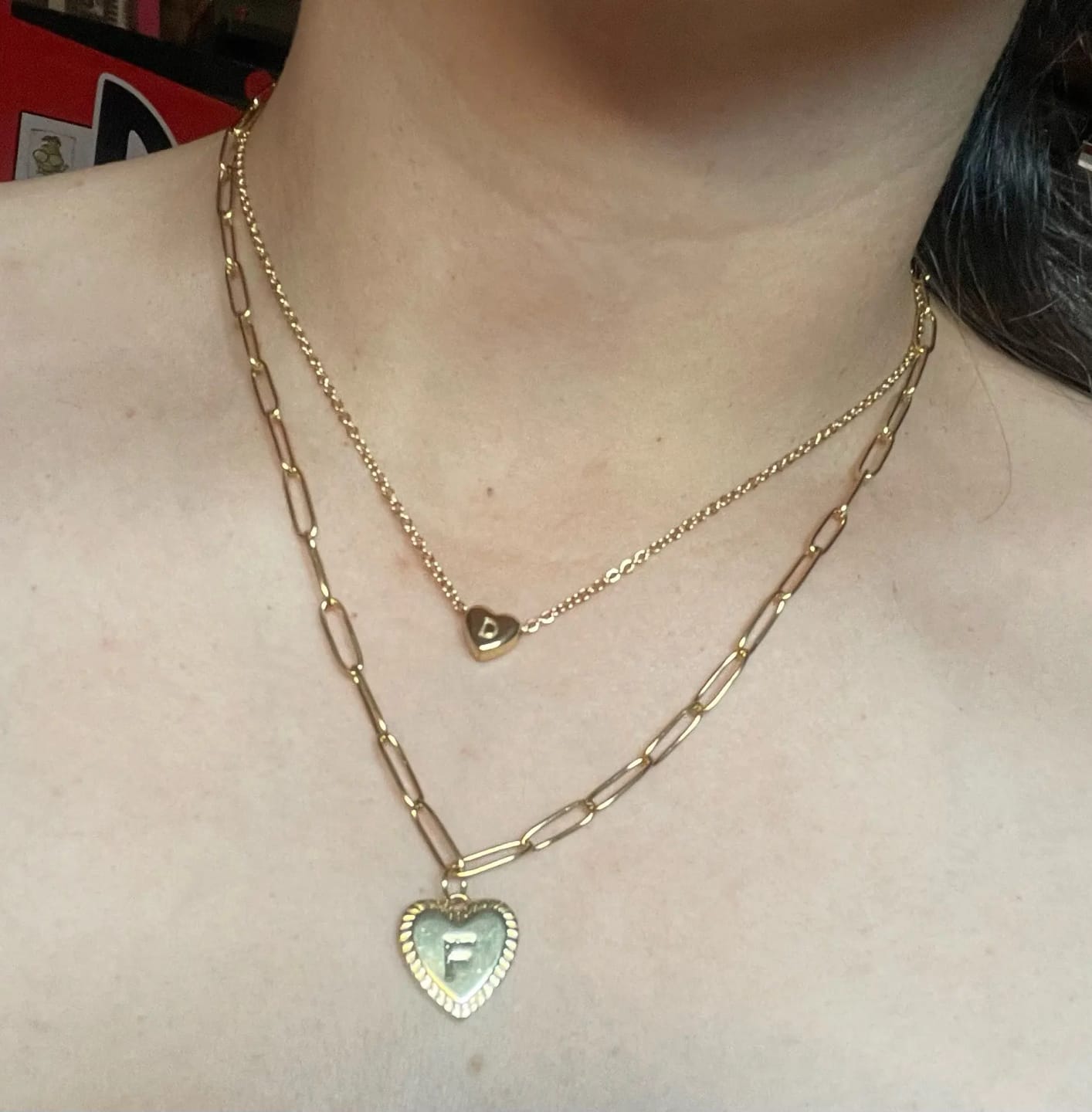 Customer photo review of Letter Heart Pendant '18k Gold Plated'