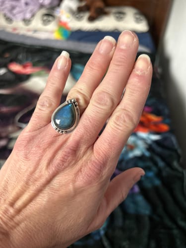 Customer photo review of Teardrop Labradorite Ring Sterling Silver