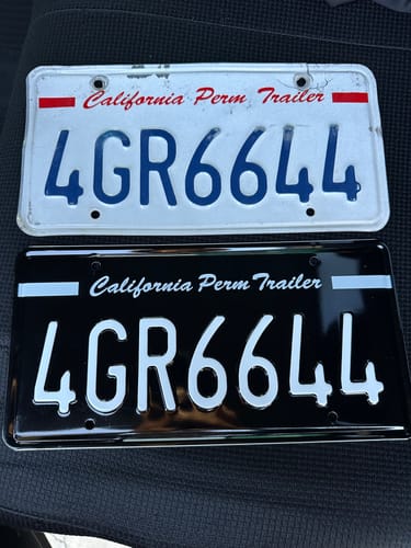 Customer photo review of CALIFORNIA PERM TRAILER LICENSE PLATE 6"x12" (156.5mm x 305mm)