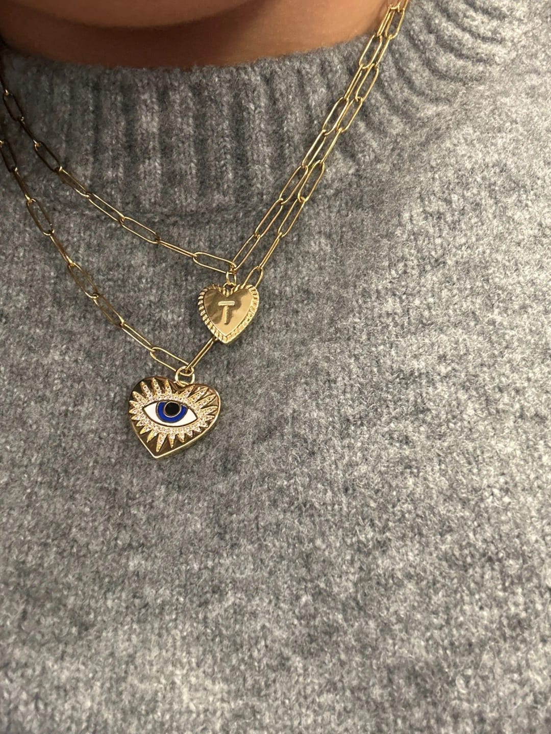 Customer photo review of Letter Heart Pendant '18k Gold Plated'