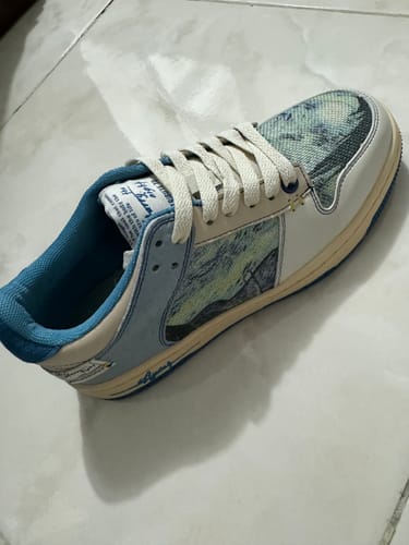 Customer photo review of Van Gogh Starry Night inspired sneakers