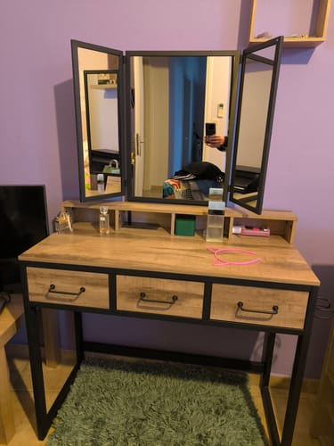 Customer photo review of Τραπέζι Μπουντουάρ με Σκαμπό Τουαλέτα Υπνοδωματίου με Καθρέφτη RV-T004B50