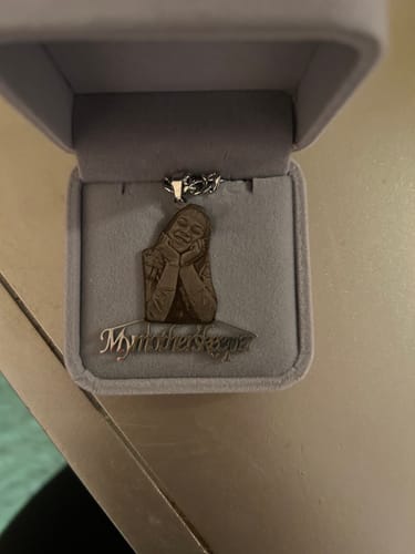 Customer photo review of Lovers Charm™ 18K Custom Engraved Necklace