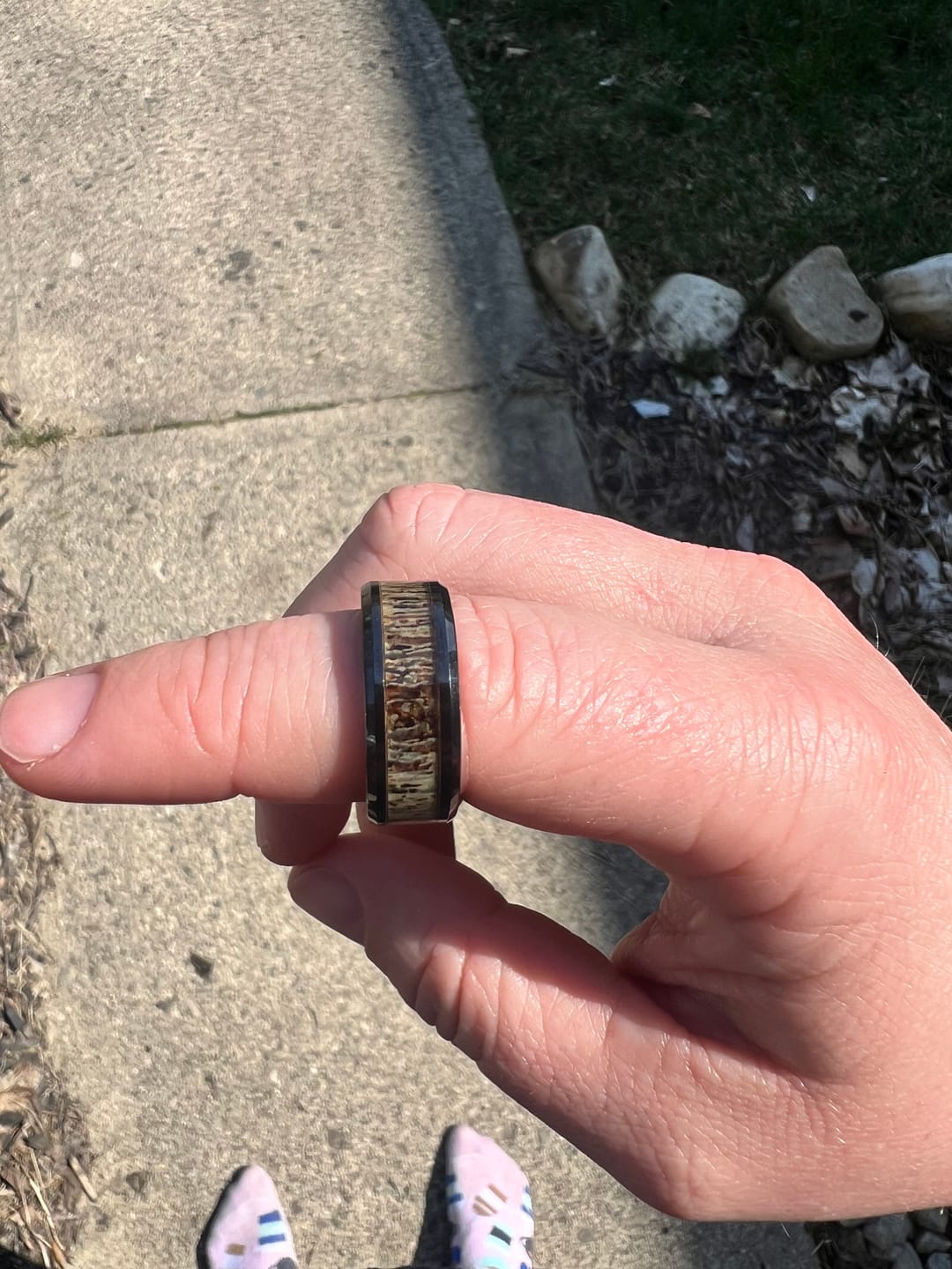Customer photo review of Dark Antler Inlay Ring - Ceramic 8mm