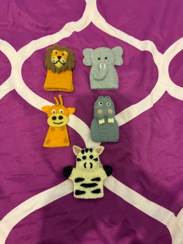 Customer photo review of African Animal Felt Finger Puppets