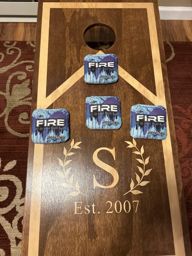 Customer photo review of 2024 Fire Hyper-Drip Cornhole Bags - Set of 4