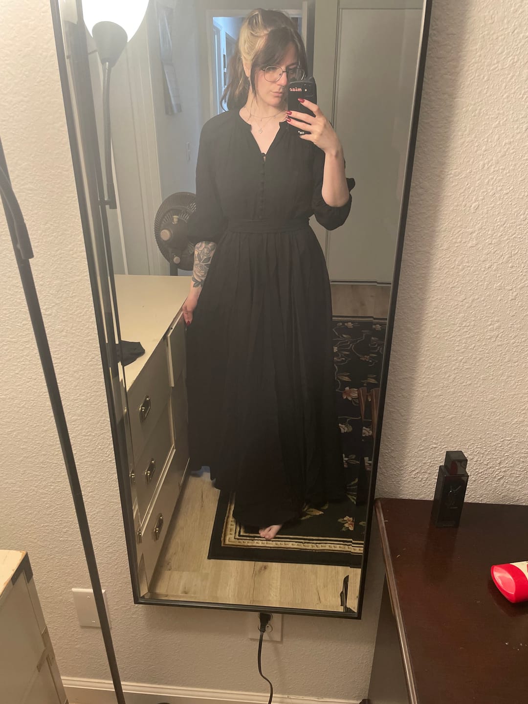Customer photo review of Coven Maxi Tunic Dress in Black