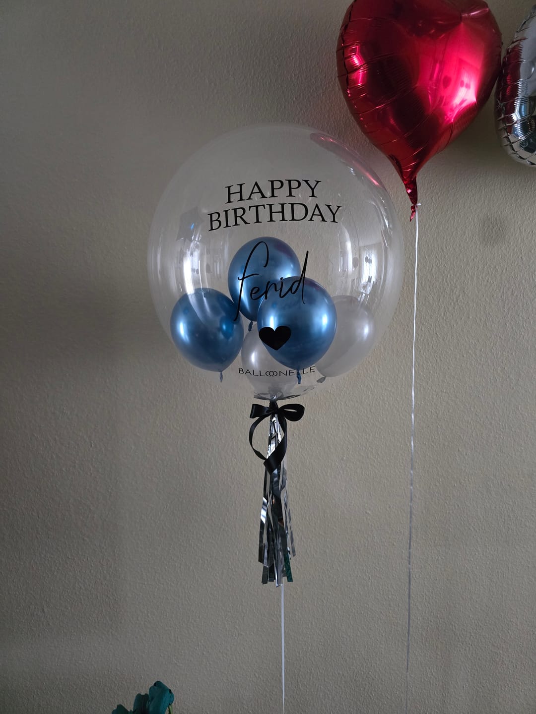 Customer photo review of Blue Silver Love Designer Ballon
