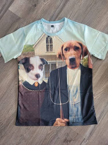 Customer photo review of Personalized Pet Face Women T Shirt - American Gothic